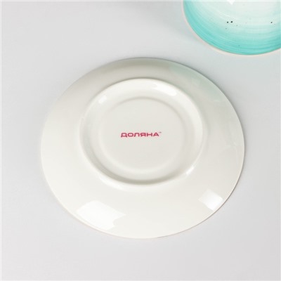 Чайная пара Доляна «Млечный путь», 2 предмета: чашка 220 мл, блюдце d=13.5 см, фарфор, бирюзовая