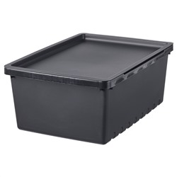 UPPSNOFSAD, Box mit Deckel, schwarz,, 35x25x14 cm/9 l