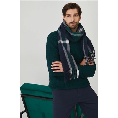 Szal męski w kratę z wiskozą  kolor multicolor