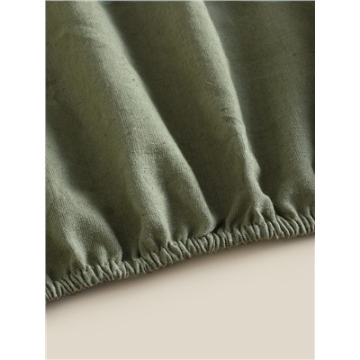 Простыня на резинке SL Home Linen collection 140*200+30 см , цв.зелёный, лён30%/хлопок70%