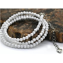 Белый чокер из мелких граненых бусин фианита шарик 3мм, 40см