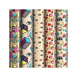 Бумага упаковочная  крафт 70*100см "Гламурный рок" 70г/м2 ассорти 5диз ArtSpace ПБК100м_32883/Россия