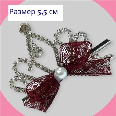 Заколка-уточка с короной детская 5,5 см 5 шт