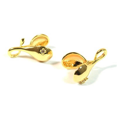 Держатель для бусины 11*15мм с фианитом, золотистый