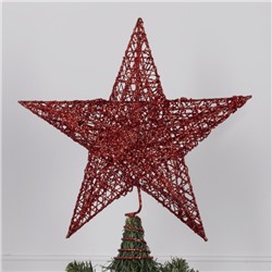 Светодиодная верхушка на ёлку «Звезда красная», 25 см, 20 LED, от батареек CR2032х2, свечение тёплое белое