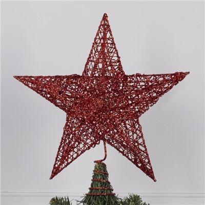 Светодиодная верхушка на ёлку «Звезда красная», 25 см, 20 LED, от батареек CR2032х2, свечение тёплое белое
