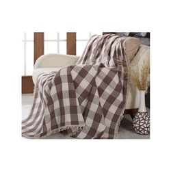 Покрывало Накидка на Диван 180x230 см. 100% Хлопок Koltuk Örtüsü Naturel Max.Kareli Kahve