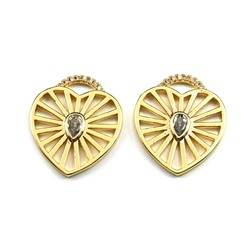 Подвеска сердце 18*21мм с фианитами, золотистая