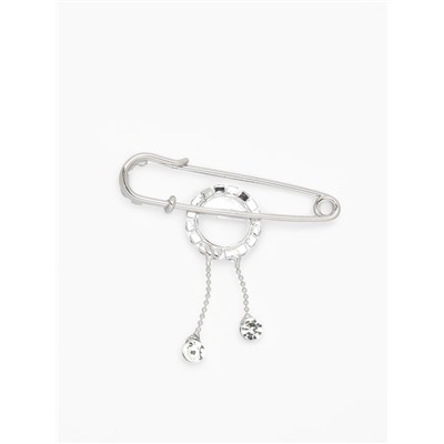 Булавка-оберег «От сглаза» глаз с подвесками, 5 см, бело-синяя в серебре