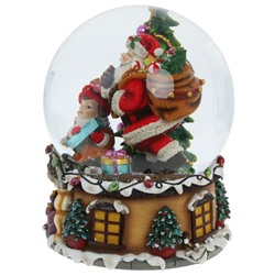 GAEM Фигурка декор в стекл шаре "Санта" (муз с ключ), D 15 см, L15 W15 H19 см