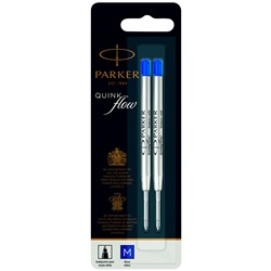 Стержень шариковый объемный Parker "QuinkFlow Ball Point" синий, 98мм, 1,0мм, метал. корпус, 2шт., блистер
