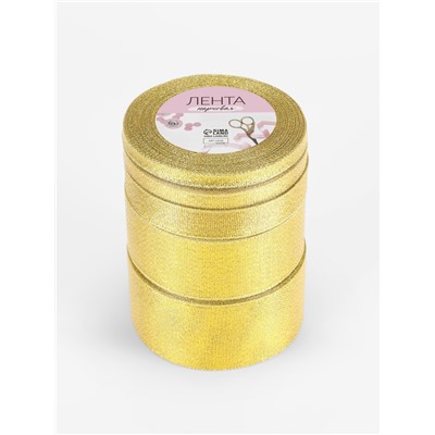 Набор парчовых лент, 5 шт., размер лент: 6/10/20/40/50 мм, 23±1 м, цвет золотой