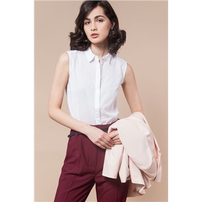 Базовая блузка из легкого хлопка с плетеной полосой