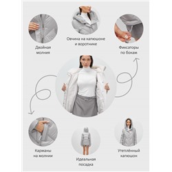 Куртка зимняя женская из овчина стильная и модная серого цвета 7348Sr