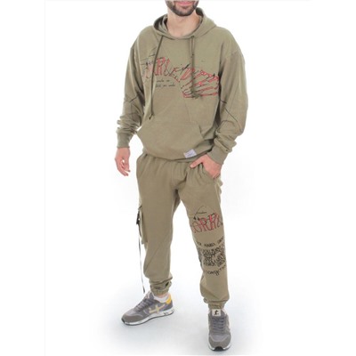 2622/7362 GREEN Костюм спортивный мужской (75% хлопок, 20% полиэстер, 5% спандекс)
