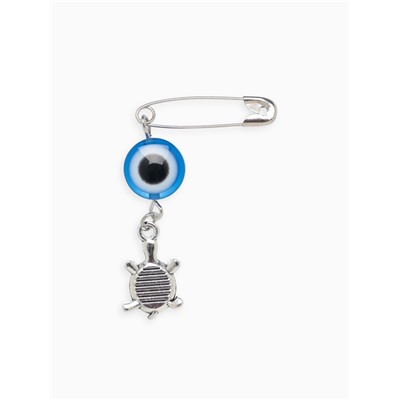 Булавка-оберег «На здоровье» черепаха, 2.2 см, синяя в серебре