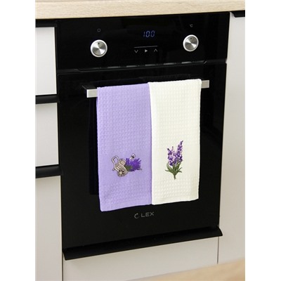 Набор кухонных полотенец 40*60 вафельное полотно 3 шт. / Лаванда