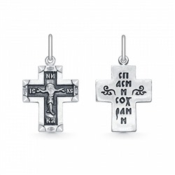 Крест с фианитом выборочно черненный серебро 925*