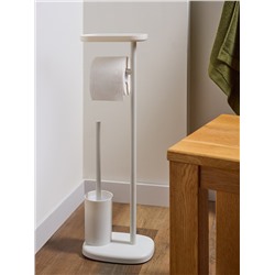 Держатель для туалетной бумаги с полочкой и ершиком Slim, белый