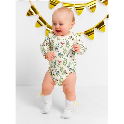 Боди детское с длинным рукавом «Крошка Я» Christmas, рост 74-80 см, молочное