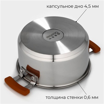 Набор кастрюль из нержавеющей стали Magistro, 3 шт.: d=16/20/24 см, толщина 0.6 мм, штабелируемые, индукция, 304 AISI марка стали
