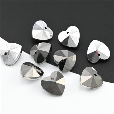 Бусина акриловая Сердце 16*16мм цв.графит