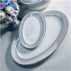 145-561 Овальное блюдо 35,5см СЕВИЛЬЯ СЕРЕБРО в под.уп.(х10)Костяной фарфор