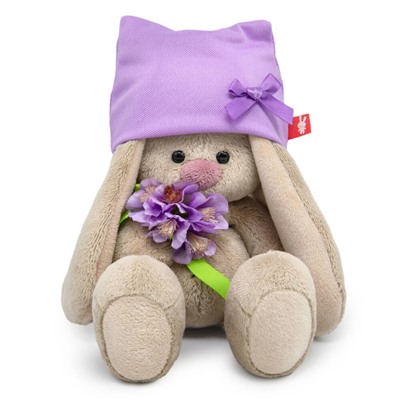 Мягкая игрушка "Зайка Ми в шапочке и с букетом (малыш)" (15 см)
