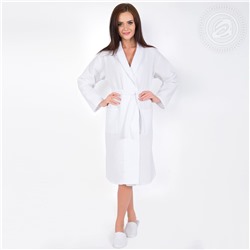 Халат женский вафельный запашной с воротником белый