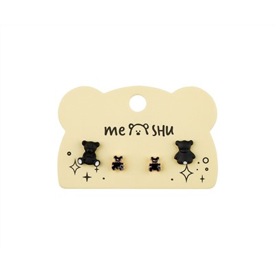 Серьги MESHU "Bears", бижутерия, 2 пары, европодвес