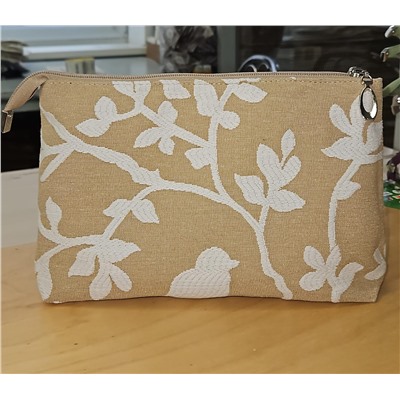 1045 Косметичка Птицы бежевый фон 25х16х6 см 2520271