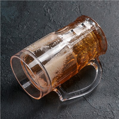 Пивная кружка, 450 мл, охлаждающая, пластик, прозрачная