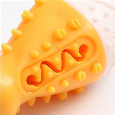 Игрушка под лакомства для собак «Голень» Пижон Premium 17 см, TPR+нейлон, желтая/белая