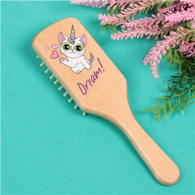 Расческа массажная детская "Baby brush" Котенок, цвет корич, 22*6,5см