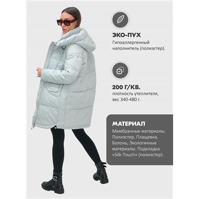 Куртка зимняя женская с капюшоном модная голубого цвета 3193Gl