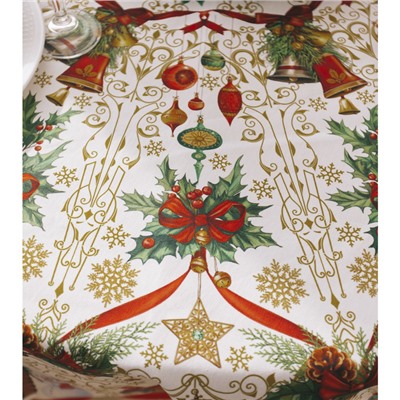 Скатерть новогодняя Этель «Новогодние игрушки» d=220 см +/-3 см с ГВМО, хл100%