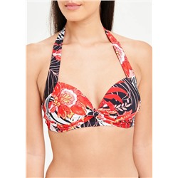 Soon Floral Palm Halterneck Bikini Top