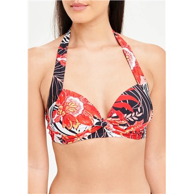 Soon Floral Palm Halterneck Bikini Top