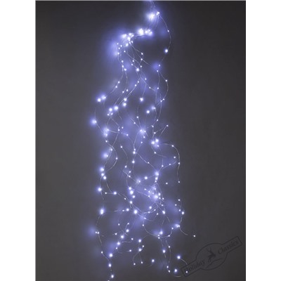 Электрогирлянда "Хвост кометы" 500 синих мини-LED огней, серебряный провод, 10 нитей, с адаптером DC5V-1A, 5 м