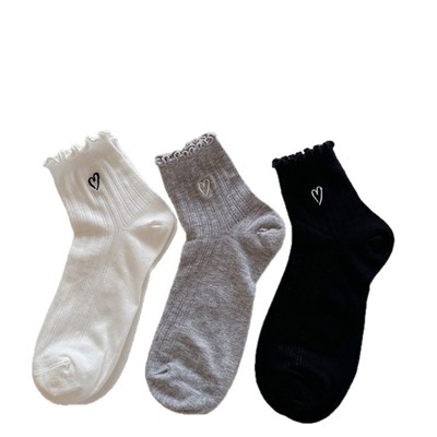 Thin summer brand white breathable cute socks, with embroidery