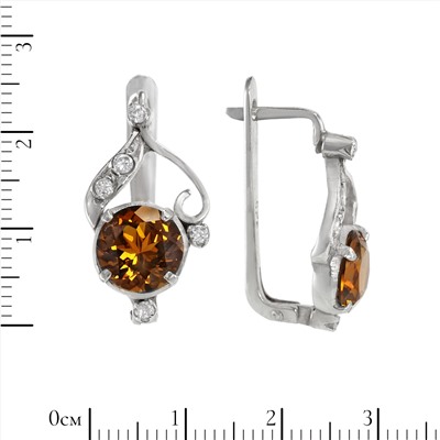 Серьги 'Хони' с медовым кварцем и фианитами И0СК.075КЦN