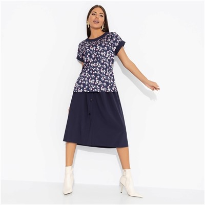 Комплект с юбкой с карманами, Молодая и привлекательная (2 в 1, индиго)