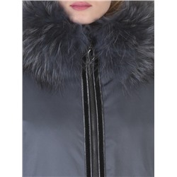 E-1961 DK. GREY Пальто женское с натуральным мехом Evcanbady