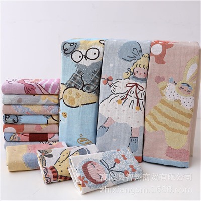 Gauze cartoon children's sweat towel, wholesale