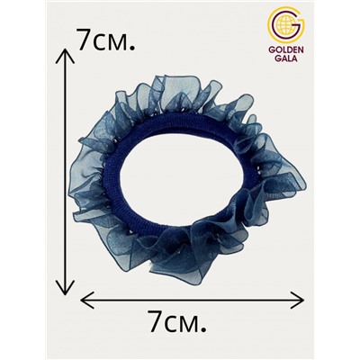 Резинка для волос ажурная с шифоном Р9 синяя 1 шт