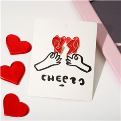 Значки-неразлучники «Сердце» булавка, цвет красный в золоте