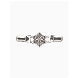 Зажим для кардигана «Цветение», цвет чернёное серебро