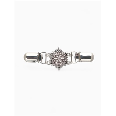 Зажим для кардигана «Цветение», цвет чернёное серебро