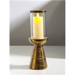 Подсвечник на 1 свечу «Зебра Греви», керамика, стекло, d=8 см, золото, 10×10×29.5 см