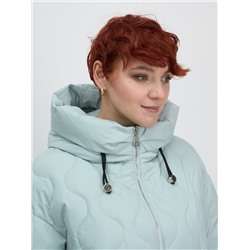 Куртка женская демисезонная с капюшоном бирюзового цвета 1140Br